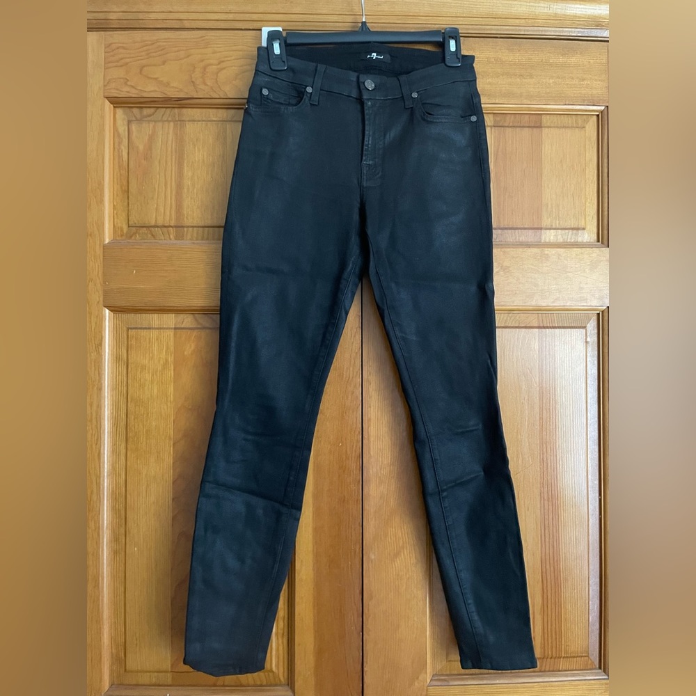7 for all man kind - gun metal skinny black jean
